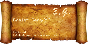 Braier Gergő névjegykártya